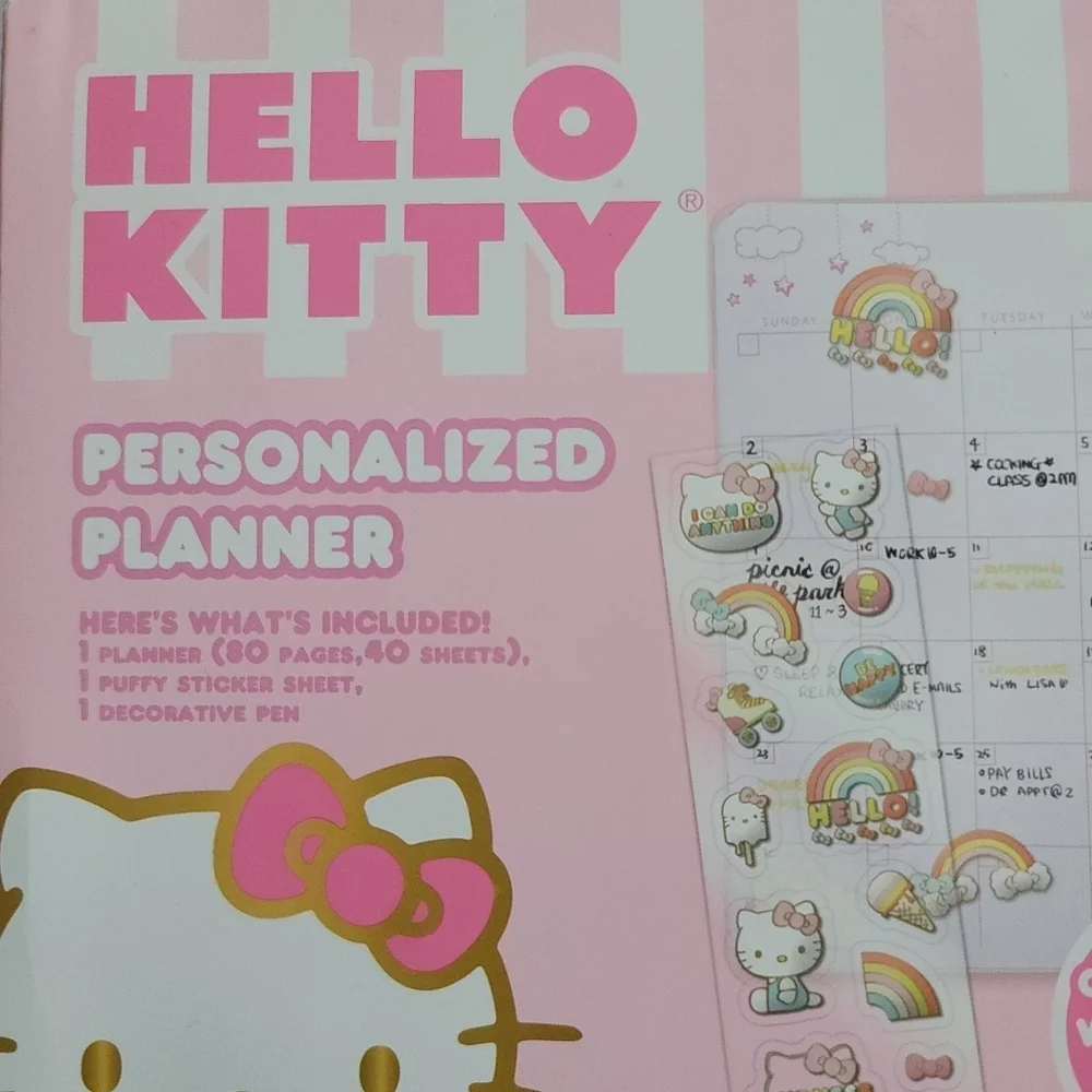 NEW Hello‎ Kitty Personalized Planner Blank Dates Pen Stickers Stationary Book